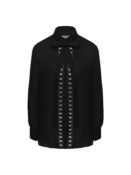 Шелковая блузка с бантом Elie Saab, черная
