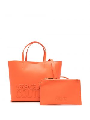 Кожени шопинг чанта Versace Jeans Couture оранжево
