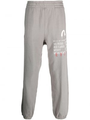 Памучни спортни панталони с принт Evisu сиво