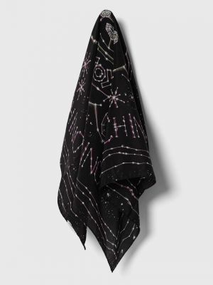 Копринен шал с принт Moschino черно