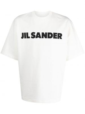 Bavlnené tričko s potlačou Jil Sander biela