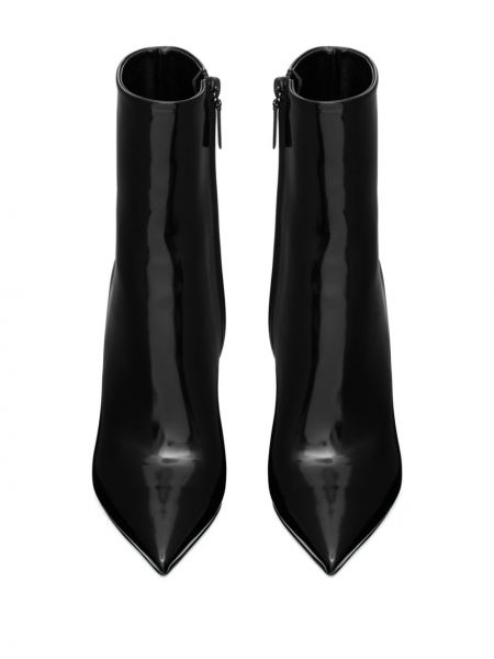 Stivali di gomma di pelle con tacco Saint Laurent nero