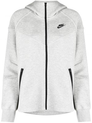 Mikina s kapucňou na zips s potlačou Nike sivá