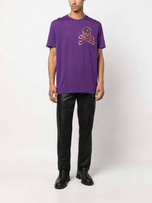 Bavlněné tričko Philipp Plein fialové