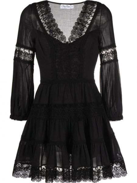 Кружевное ажурное платье мини на шнуровке Charo Ruiz Ibiza, черное