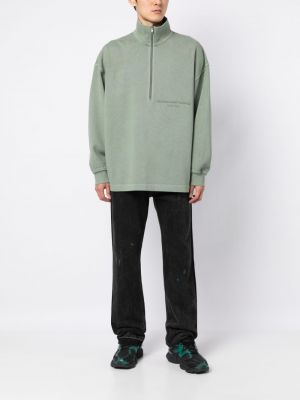 Kokvilnas džemperis ar rāvējslēdzēju Alexander Wang zaļš
