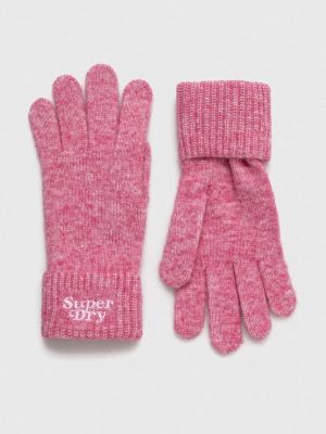 Vlněné rukavice Superdry růžové