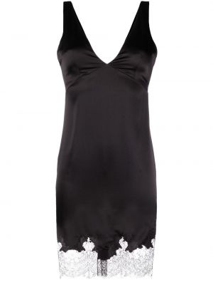 Коктейлна рокля с дантела Saint Laurent черно