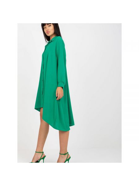 Asymetrické košilové šaty s dlouhými rukávy Fashionhunters zelené