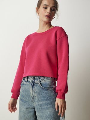 Pletena hoodie bez kapuljače Happiness İstanbul ružičasta