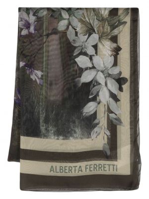 Hedvábný šál s potiskem Alberta Ferretti zelený