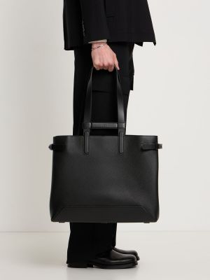 Kožená nákupná taška Dunhill čierna