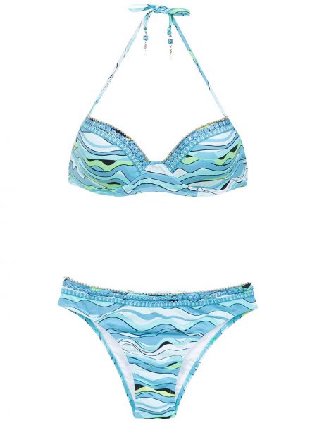 Bikini brodé Amir Slama bleu