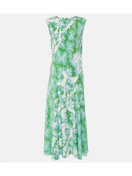 Vestito lungo a fiori Diane Von Furstenberg verde