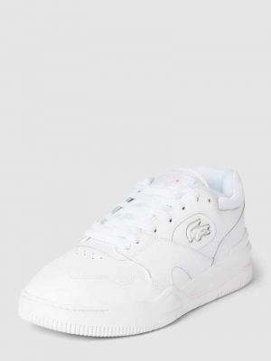 Sneakersy skórzane w jednolitym kolorze Lacoste białe