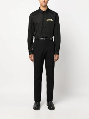 Raštuota medvilninė džinsiniai marškiniai Versace Jeans Couture juoda