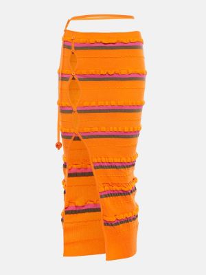 Jupe mi-longue en tricot Jacquemus orange