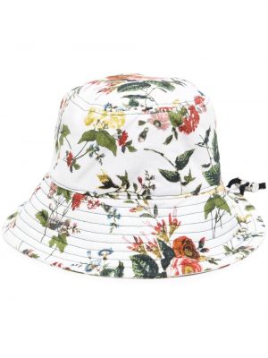 Ленена шапка на цветя с принт Erdem бяло