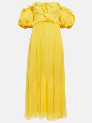 Vestido midi de seda Giambattista Valli amarillo