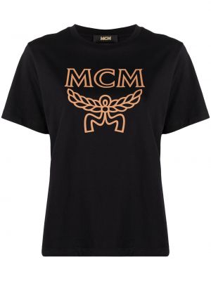 T-shirt con stampa Mcm nero