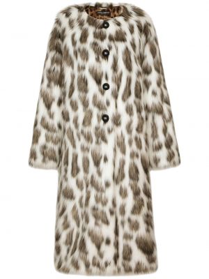 Krznen plašč s potiskom z leopardjim vzorcem Dolce & Gabbana