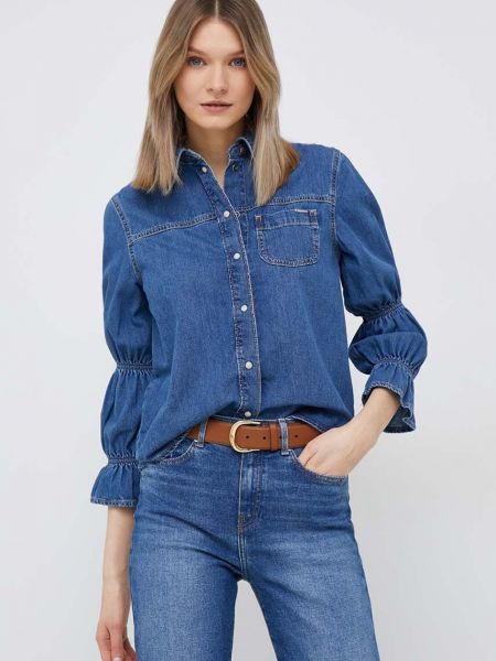 Pepe Jeans camasa jeans Maeve femei, cu guler clasic, regular