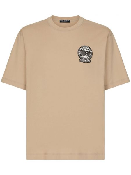 T-shirt brodé en coton Dolce & Gabbana beige