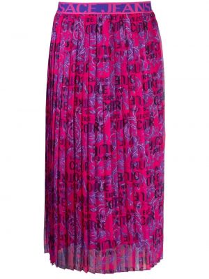Jeansrock mit print mit plisseefalten Versace Jeans Couture pink