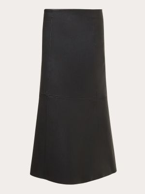 Falda midi de cuero By Malene Birger negro