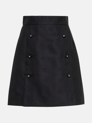 Mini falda de seda de algodón Dolce&gabbana negro