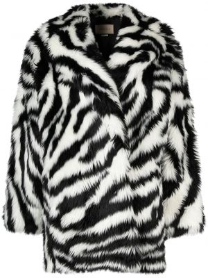 Krzneni kaput s printom sa zebra printom Gucci