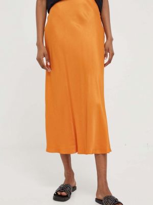 Jednobarevné viskózové midi sukně Answear Lab - oranžová