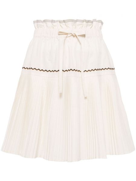 Plisované bavlněné mini sukně Ulla Johnson bílé
