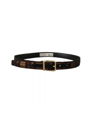 Cinturón de cuero con hebilla de tejido jacquard Dolce & Gabbana dorado