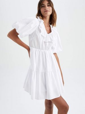 Pletené mini šaty s krátkymi rukávmi Defacto biela