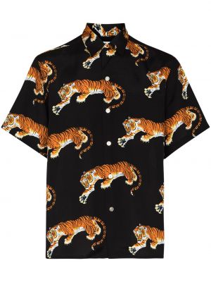 Camisa con estampado con rayas de tigre Wacko Maria negro