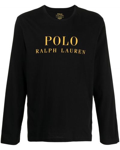 Pidžama karirana s printom Polo Ralph Lauren crna
