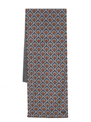 Fular de mătase cu imagine cu imprimeu geometric Kiton maro