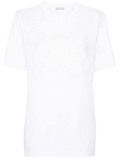 Kokvilnas t-krekls Moncler balts