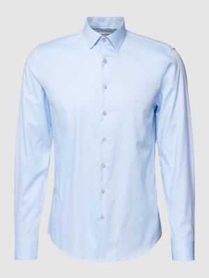 Koszula slim fit bawełniana w jednolitym kolorze Calvin Klein niebieska