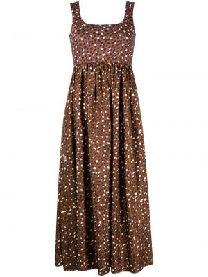 Svilena midi haljina s printom s leopard uzorkom Cynthia Rowley smeđa