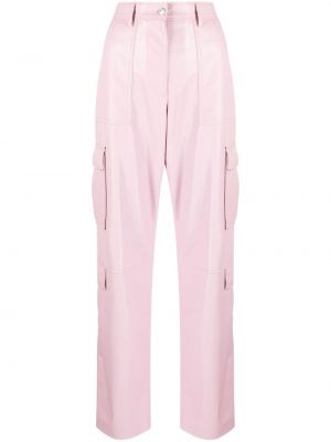 Pantaloni cargo din piele Msgm roz