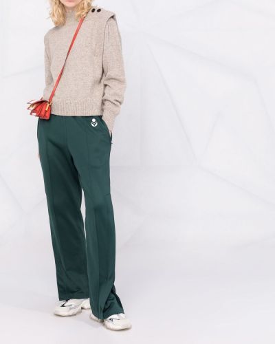 Kalhoty s výšivkou Isabel Marant Etoile zelené