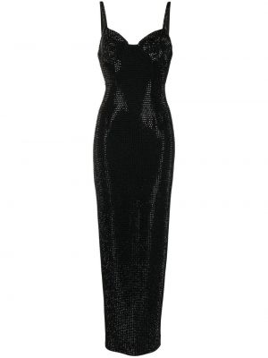 Вечерна рокля с кристали Area черно