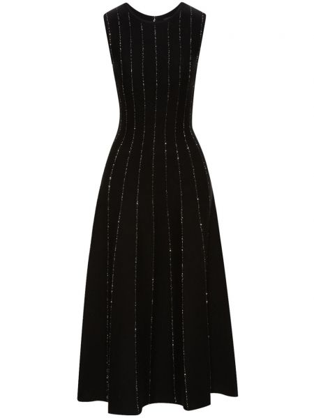 Midi haljina sa šljokicama bez rukava Oscar De La Renta crna