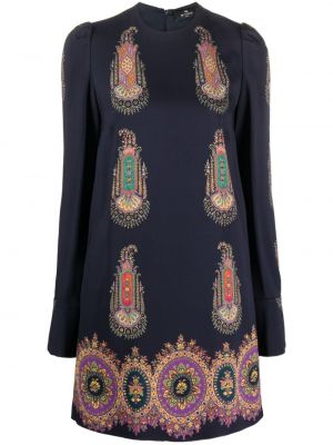 Šaty s potlačou s paisley vzorom Etro modrá