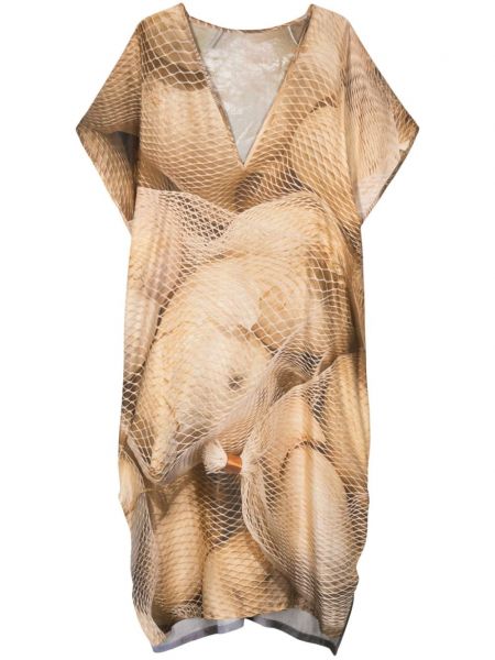 Μάξι φόρεμα με σχέδιο Barbara Bologna μπεζ
