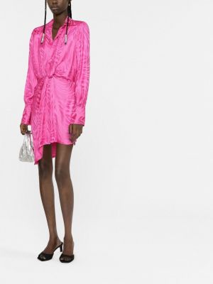 Asymetrické žakárové mini šaty se zebřím vzorem Giuseppe Di Morabito růžové