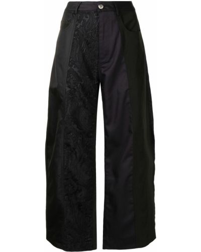 Pantalones con bordado de cintura alta Marques'almeida negro