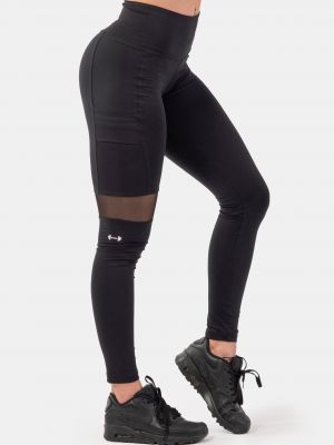 Sportinės kelnes aukštu liemeniu su kišenėmis Nebbia juoda
